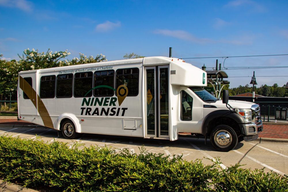 UNC Charlotte medium Niner Transit bus for Charter Services