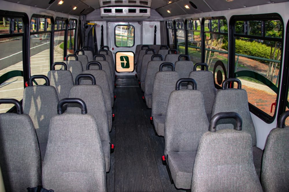 UNC Charlotte medium Niner Transit bus for Charter Services- interior