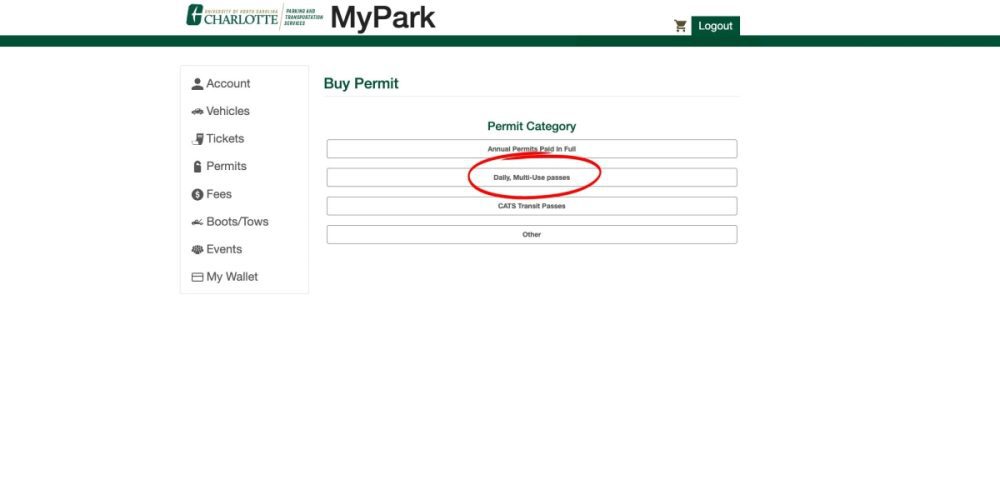 MyPark selecting parking packs screenshot