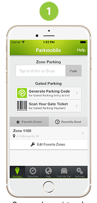 Park Mobile screenshot of entering zone number