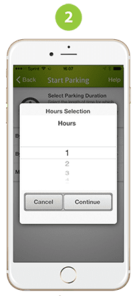 Park Mobile screenshot of selecting duration of stay