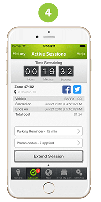Park Mobile screenshot of remaining time