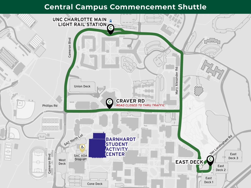 Central Campus Commencement Shuttle Route Map