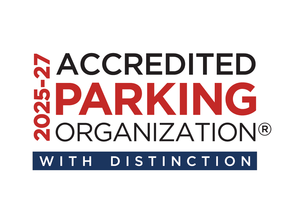 2025-2027 Accredited Parking Organization with Distinction logo.