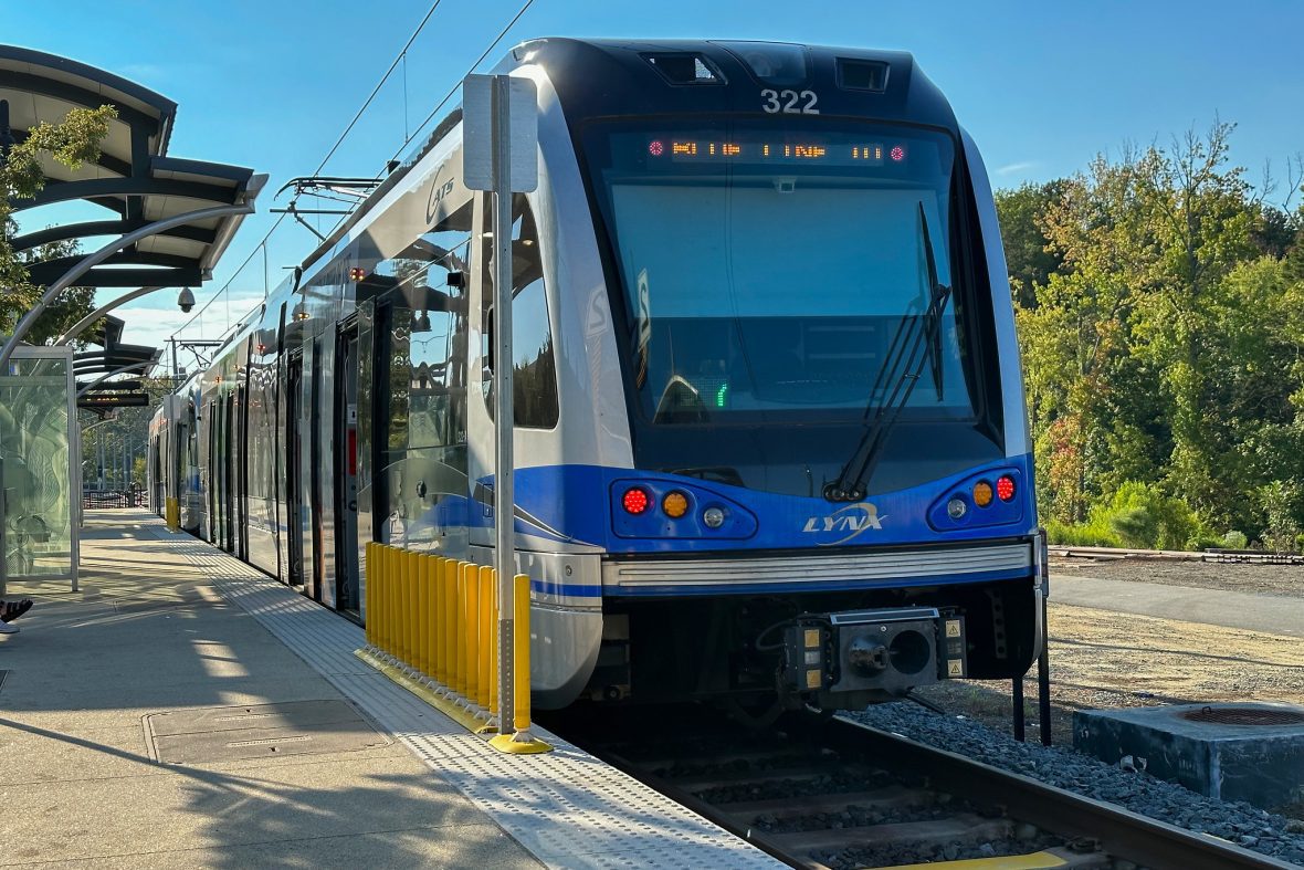 LYNX light rail train incoming