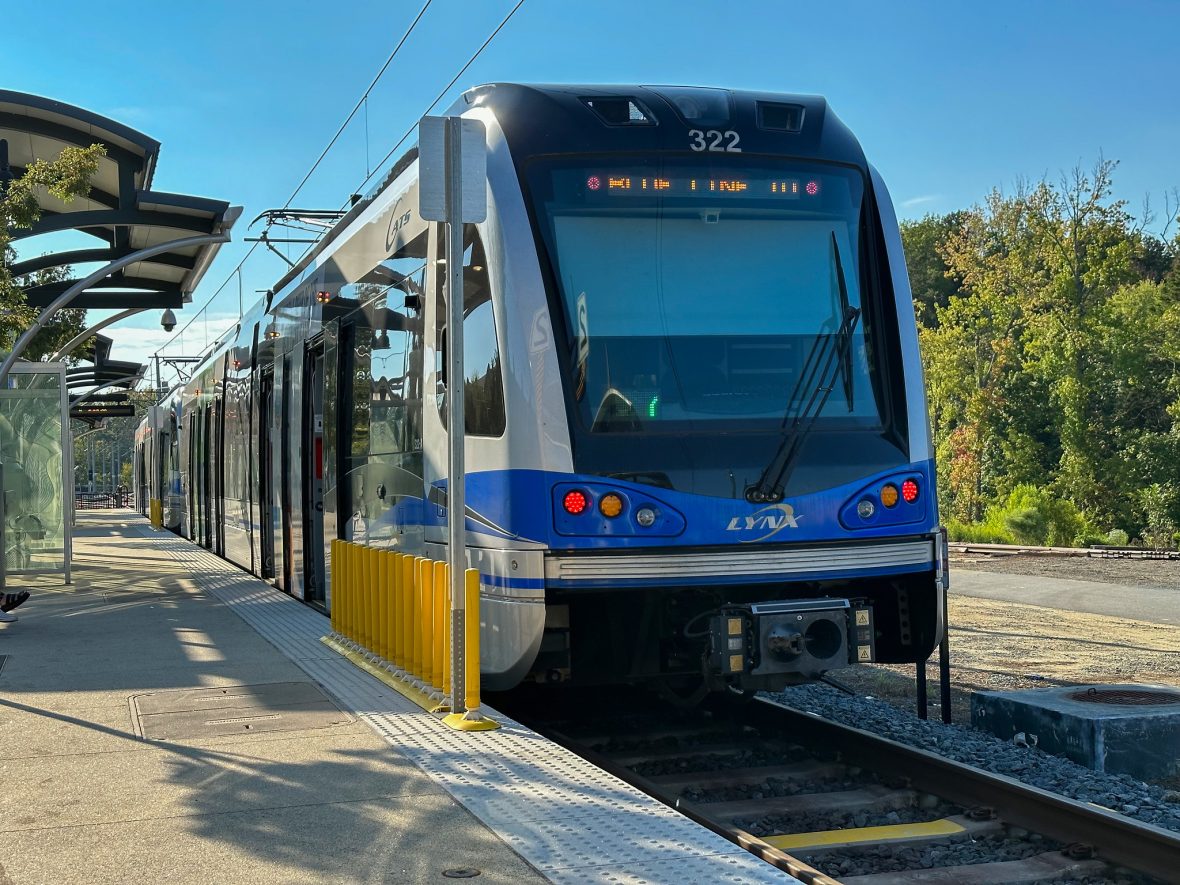 LYNX light rail train incoming