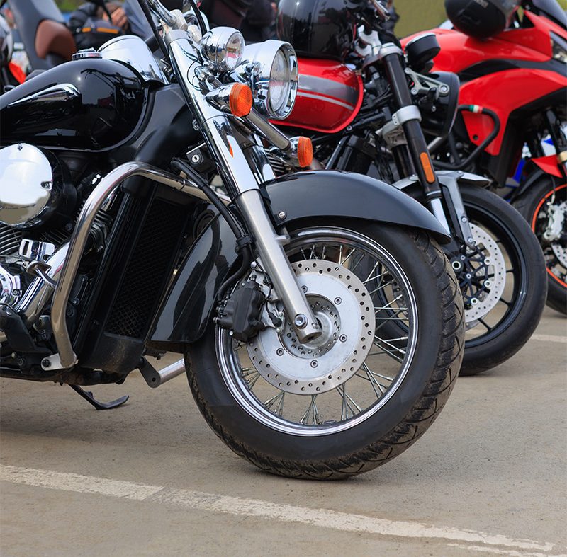 motorcycles in a parking lot