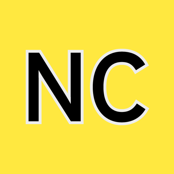 black N and C on a yellow background