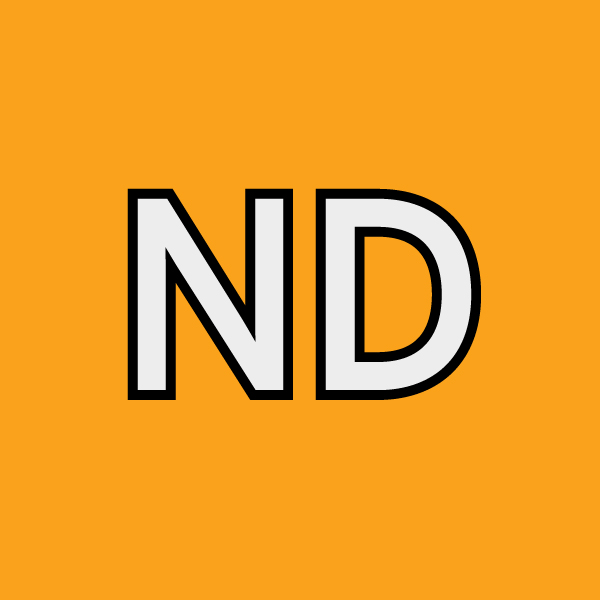 white N and D on orange background