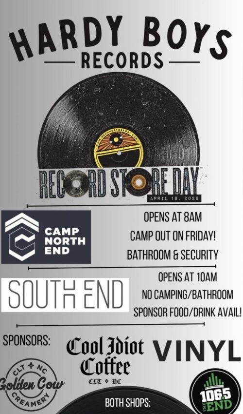 A flyer that includes informations regarding record store day hosted by Hardy Boys Records