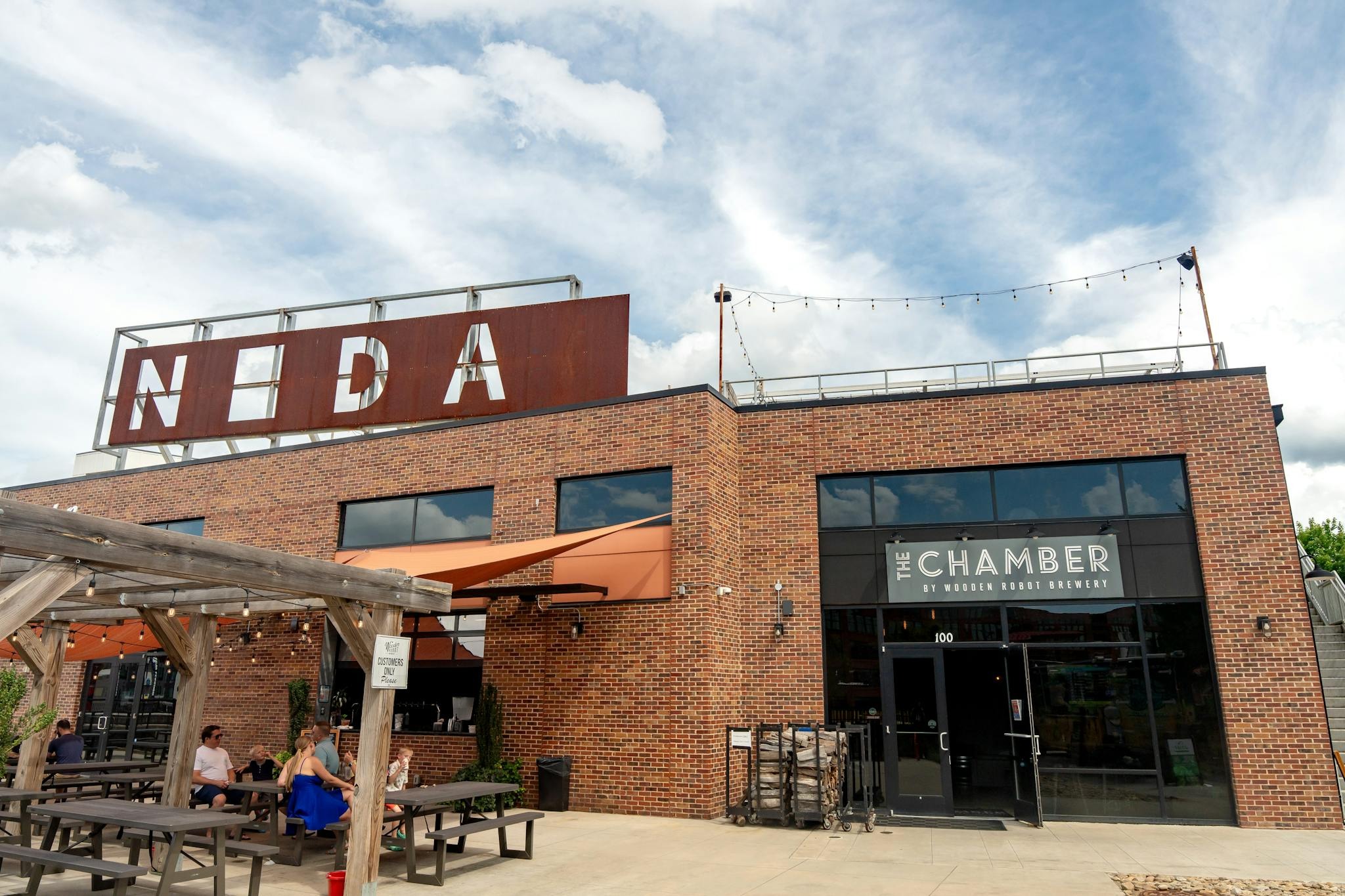 Front entrance of the Wooden Robot Brewery in NoDa.